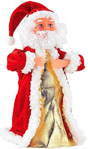 infactory Tanzender Nikolaus: Singender, Tanzender Weihnachtsmann Swinging Santa, 28 cm (Tanzender Weihnachtsmann mit Musik, groß, singend tanzend)