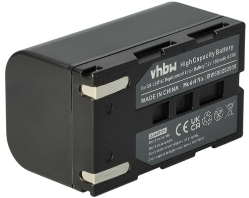 vhbw batteria compatibile con Samsung VP-DC171W, VP-DC171, VP-DC165W, VP-DC163, VP-DC161W, VP-DC161 videocamera camcorder (1200mAh, 7,2V, Li-Ion)