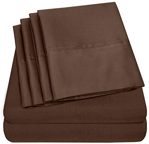 Sweet Home Collection Full Size Bed Sheets - 6 Piece 1500 Supreme Collection Fine Brushed Microfiber Deep Pocket Full Sheet Set Bedding - 2 Extra Pillow Cases, Brown