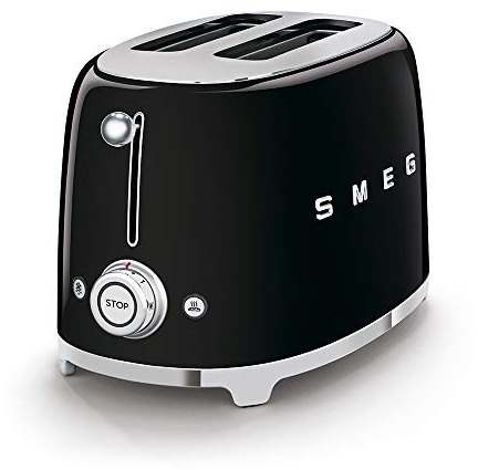 SMEG 2 Slice Toaster with 6 Presets and Defrost Function and Removable Crumb Tray (Black)
