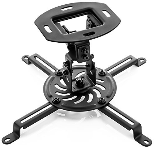 deleyCON Universal Beamerhalterung Projektor Deckenhalterung - Neigbar +-15° - 360° Schwenkbar - bis 13,5Kg Belastbar - mit Kabelführung - Schwarz