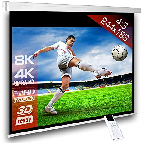 Motorleinwand SlenderLine 244 x 183cm (BxH) - 4:3 Format - 2D/3D - Full-HD - 4K Ultra HD - Beamer Leinwand inkl. Funkfernbedienung
