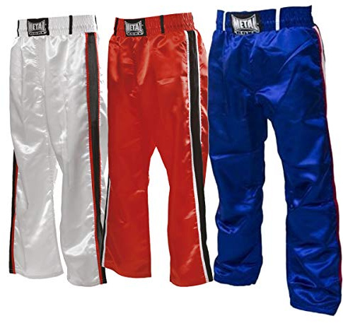 Metal Boxe – Pantaloni da combattimento Full Contact (Bianco, 180)