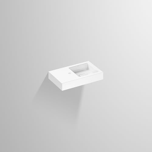 Alape˘ Waschtisch, wandhängend aus emailliertem Stahl mit antibakterieller Oberfläche, mit einem Hahnloch, ohne Überlauf, inklusive Befestigungsset, Schaftventil, weiß