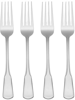 Oneida Silverware Set, Colonial Boston Everyday Dinner Forks 4-Piece Flatware Set, Service For 4, 18/0 Stainless Steel, Rust Resistant, Dishwasher Safe, Utensils Sets, Dinner Fork (Silver, 4 Piece)