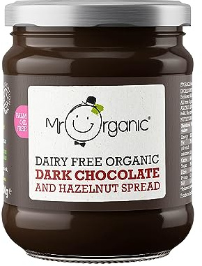 Mr Organic - Organic Dark Chocolate & Hazelnut Spread 200g - Non GMO & Preservative Free - Gluten Free & Vegan - Made With Low Fat Cocoa Powder and Hazelnut Paste