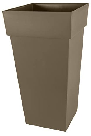 EDA - Pot de Fleur Carré Haut XXL Toscane - Volume 98 L - 43,3 x 43,3 x H.80 cm, Taupe