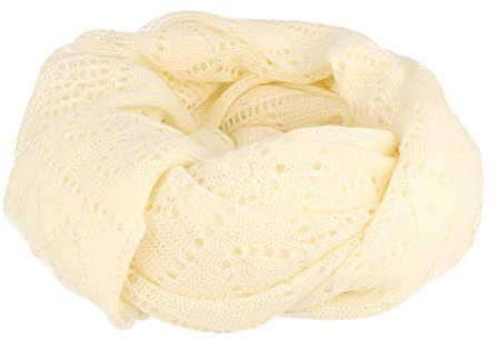 GIO TESELLI Schöner Strickschal uni,Damen Unisex,ca. 45 x 195 cm, Farbe:Weiß