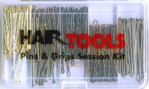 Hair Tools - Pins & Grips 480 Piece Session Kit With 100 x Brown, Black & Blonde Waved Grips. 100 x Brown Waved Pins & 80 x Plain Pins Brown. All 2 Long. Suitable For All Hair Types For Women/Girls.