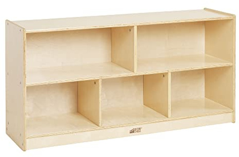 ECR4Kids 5-Compartment Mobile Storage Cabinet, Toddler, Classroom Furniture, Natural