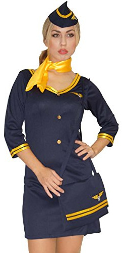 maylynn 14142 - Costume da assistente di volo/hostess con borsa - blu - 46