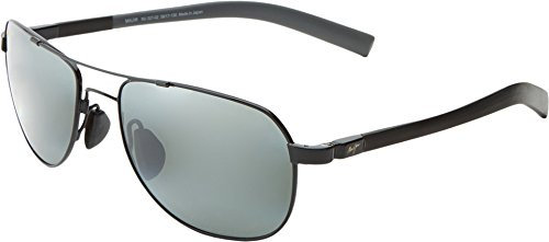 Maui Jim Unisex Sunglasses, Gry guardrails Gloss blac, 58/17