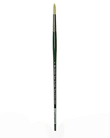 Winsor & Newton 5975706 Winton rund pensel nr 6–7 mm, för oljefärg, akrylfärg och alkydfärg | Naturlig kinesisk svinborste, sammankopplad konstruktion, handuppsättning, korrosionsbeständiga hylsor, naturlig kurva borst