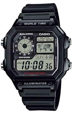 Casio Men Digital Japanese Quartz Watch with Resin Strap AE1200WH-1A