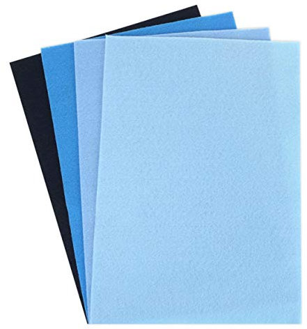 Dovecraft Essentials - A4 Premium Farbiger Bastelfilz - Blau (8er Packung, 4 Designs)