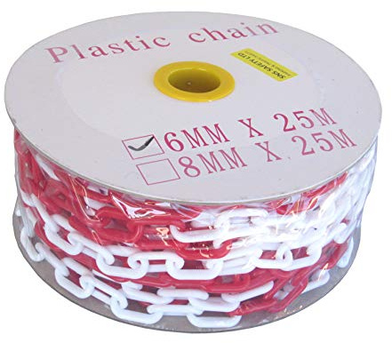 SNS SAFETY LTD Kunststoffkette Absperrung 6 mm, Rote Weiße, 25 Meter