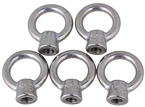 CNBTR Japanese Style Silver M8 304 Stainless Steel Ring Shape Lifting Eye Nut Set of 5