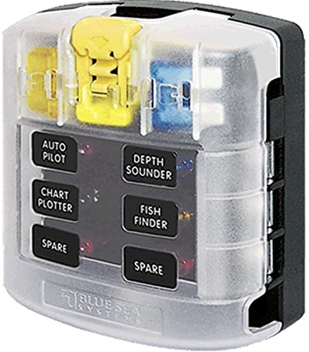 Blue Sea Systems 5028 ST Blade Fuse Block 6 Circuit with Cover