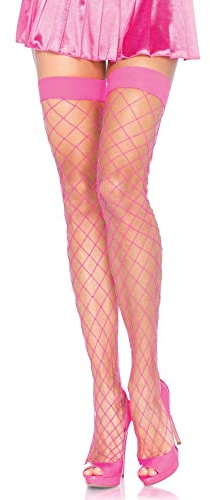Leg Avenue 9014 Bas avec Mailles en Formes de Grillage Rose Néon Tu Eur 34-38