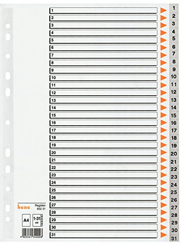 Bene 93231 Register Zahlen, Kunststoff