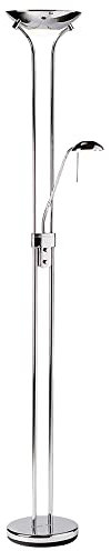 Betta Lighting Mother and Child Uplighter Floor Lamp with Reading Light – Chrome Plated with Adjustable Reading lamp - Standing Uplighter for Living Room, Bedroom, Dining Room – G9 33W and R7s 230W