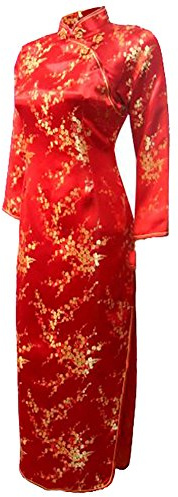 7Fairy Women's Wedding Red Floral Long Sleeve Chinese Dress Cheongsam Size 2 US