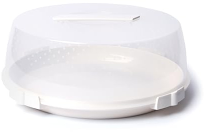 Excelsa Copritorta da Trasporto con Maniglie e Chiusura di Sicurezza, Bianco, 32 cm