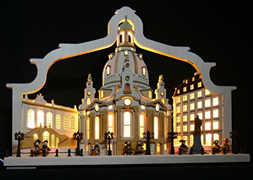3D Schwibbogen Dresden Frauenkirche mit Bogen Handarbeit Erzgebirge erzgebirgischer