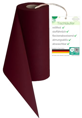 Sensalux Tischläufer, Tischband, stoffähnliches Vlies, Standard 100 by Oeko-TEX® - Klasse I Zertifiziert, 30cm x 25m, Bordeaux