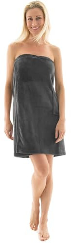 CelinaTex Samoa Saunakilt Damen S/M anthrazit Mikrofaser Sauna Kilt Coral Fleece Saunamantel Saunatuch