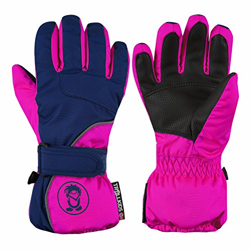 Trollkids Gants imperméables Troll pour Enfant, Bleu Marine/Magenta., 11-12 Ans