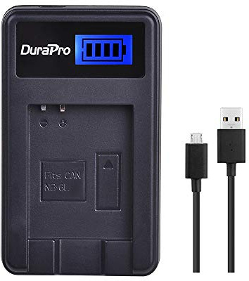 DuraPro LCD USB Battery Charger Replacement for Canon NB-6L / NB-6LH - Select PowerShot Cameras: IXUS 310, SX275, SX280, SX510, 200, 105, 210, 300, S90, S95, SD1300