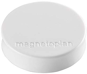 magnetoplan Ergo-Magnet 10er-Pack Whiteboard-Magnete, Pinnwandmagnete, Magnetpunkte für die Schultafel, Kühlschrankmagnete und Pinnwände | 11 Farben, 30 x 8mm - weiß