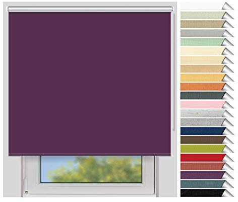 EFIXS Thermorollo Medium - Rollos nach Maß - 25 mm Rollowelle - Stoffbreite bis 220 cm, Höhe bis 240 cm - Hier: bis 120 cm x 190 cm (BxH) - violett (3016) - mit & ohne Bohren
