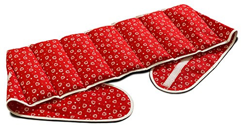 Cuscino termico con cintura, semi di colza. Lunghezza totale: 135cm, cuore rosso. Cuscino riscaldabile per forno, microonde e frigorifero. Caldo e freddo