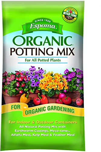 Espoma Organic Potting Soil Mix - All Natural Potting Mix For All Indoor & Outdoor Containers Including Herbs & Vegetables. For Organic Gardening, 2 Cubic Foot bag. Pack of1