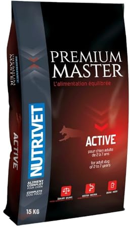 NUTRIVET - Premium Master Active - Croquettes pour Chien Adulte Actif - Poulet & Riz - 15kg