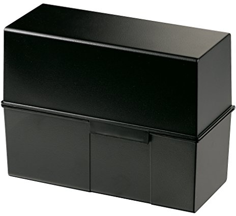 Han 975 index card box, A5 landscape, innovative attractive design for 450 cards with steel hinge Black