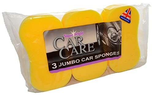 Super Bright: Car Care, Car Wash, Window Cleaning (3 x jumbo car sponges)