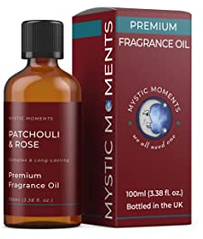 Mystic Moments | Huile parfumée Patchouli et rose | 100ml | Patchouli et rose: un parfum aux notes florales de rose et terreuses, pour bougies, savons, fondants parfumés et diffuseurs.