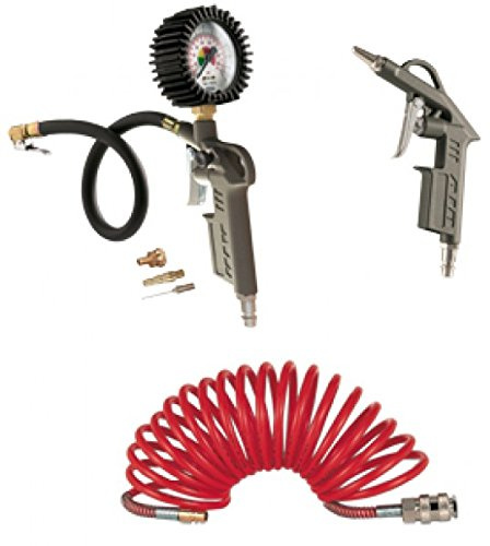 SCHNEIDER 3-teiliges Werkzeug-Set DL-WZ-Set mit Reifenfüllmessgerät, Ausblaspistole und 5m Spiralschlauch Werkzeug-Set DL-WZ-Set