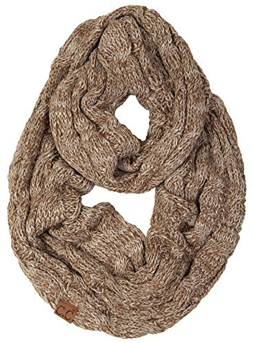 Funky Junque Infinity Scarf for Women – Oversized Wrap, Chunky Layer, Colorful Sweater Accessory, Winter Styles, Fall Fashion, Cozy Cold-Weather Essentials - Mocha Taupe Tricolor Mix
