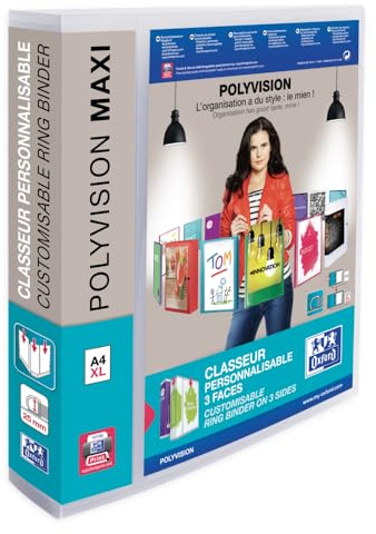 Oxford Ringbuch A4, polyvision maxi, 4 Ringe, 6 cm Rücken, transparent, farblos