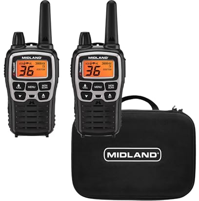 Midland T77VP5 X-TALKER Long Range Walkie-Talkie FRS Two-Way Radio for Camping Overlanding NOAA Weather Scan + Alert, 121 Privacy Codes - Includes Carrying Case & Headset Black/Silver, 2 Radio Bundle