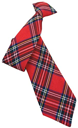 Men's Royal Stewart Red Tartan Clip On Neck Tie