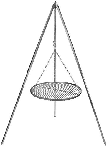 GRILLPLANET Schwenkgrill Grillrost 50 cm Edelstahl rund mit 2,10 m Dreibein verzinkt