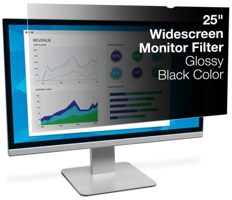 Filtro de privacidad de 3M para monitor de pantalla ancha de 25 , 16: 9, Negro