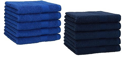 Betz 10 Stück Gästehandtücher Premium 100% Baumwolle Gästetuch-Set 30x50 cm Farbe Royalblau und dunkelblau
