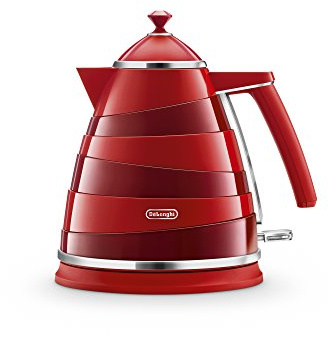 De'Longhi Avvolta KBA3001R Wasserkocher, Antikalkfilter, 1,7 Liter, 360° schwenkbarer Boden, Rot