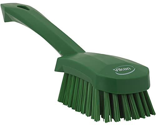 Vikan - Hygiène - Brosse à vaisselle - Avec manche court - Fibres dures - Vert